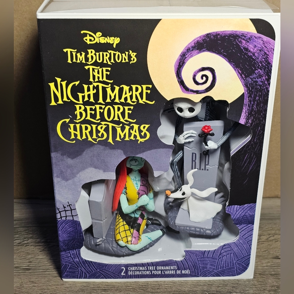 Hallmark The Nightmare Before Christmas Jack and Sally Tombstones Ornaments NIB